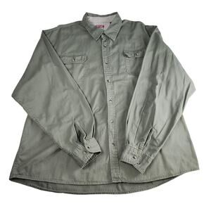 Wrangler Button Down Shirt Mens 3XL Green Cotton Long Sleeve Casual Gorpecore